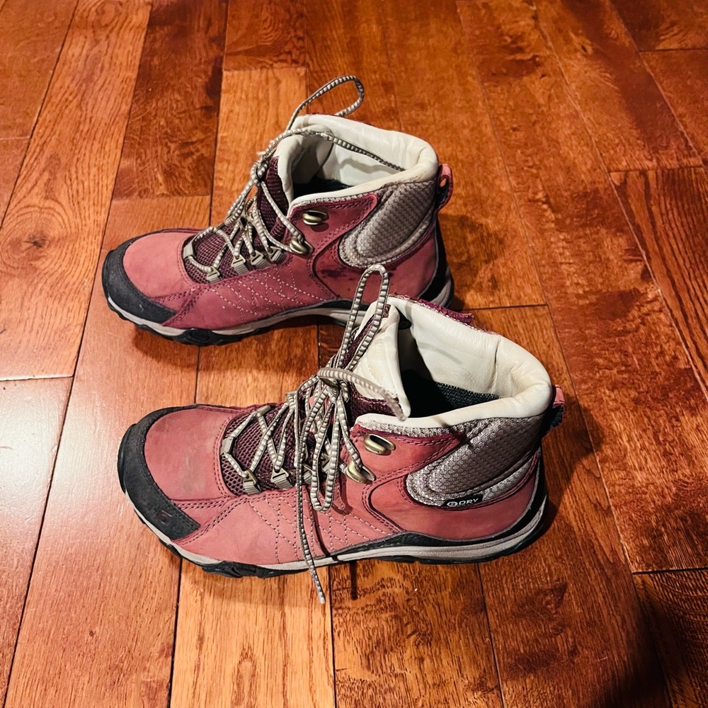 OBOZ burgundy hiking boots.